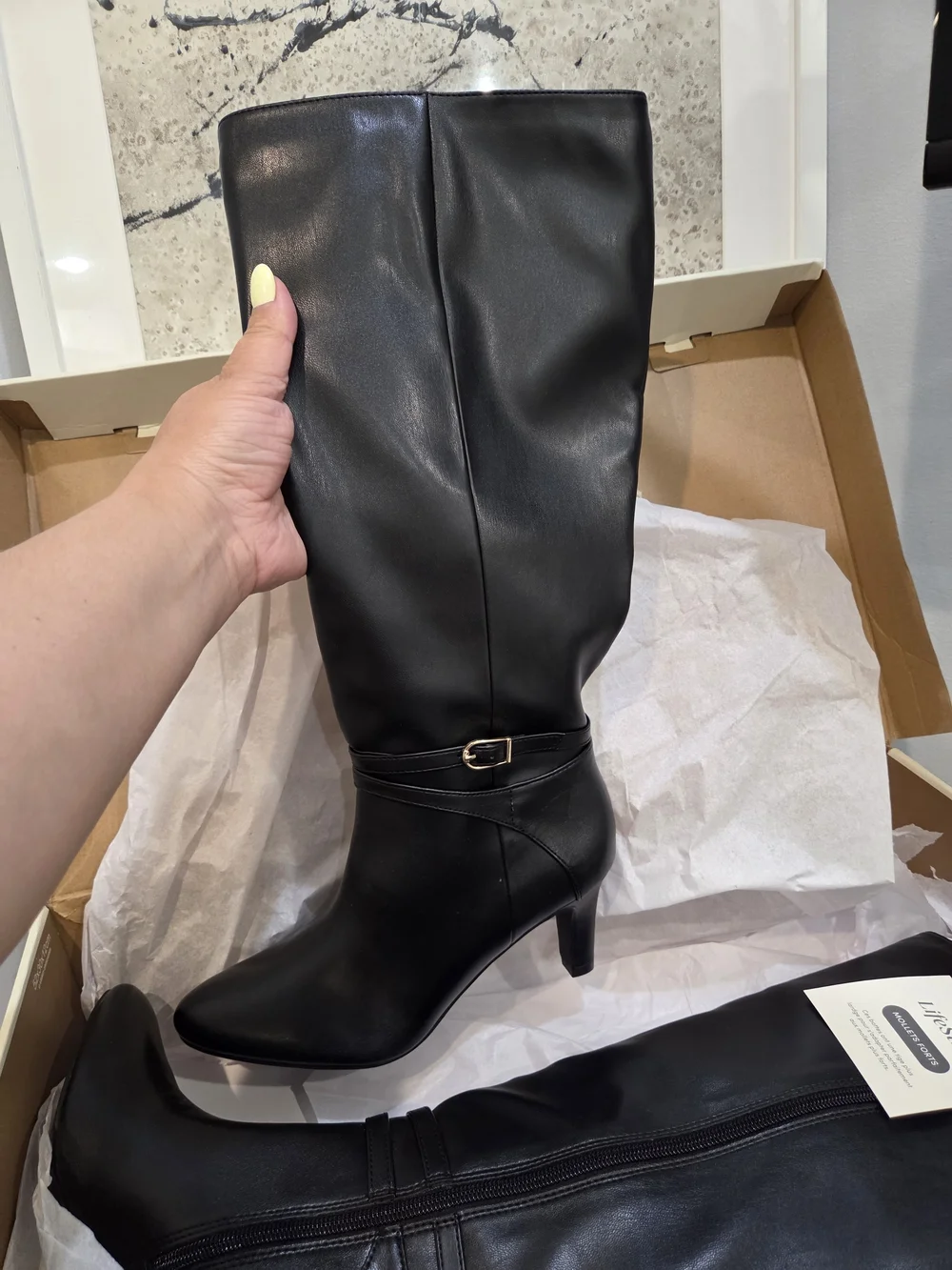 NWB  Life Stride Women's Tall Black Knee-High Boots Wide Calf